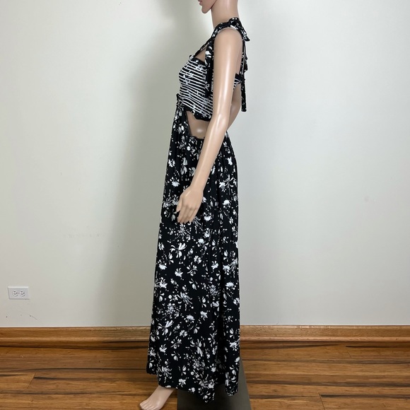 FREE PEOPLE REVOLVE BLACK FLORAL PRINT WIDE-LEG JUMPSUIT - Picture 7 of 11